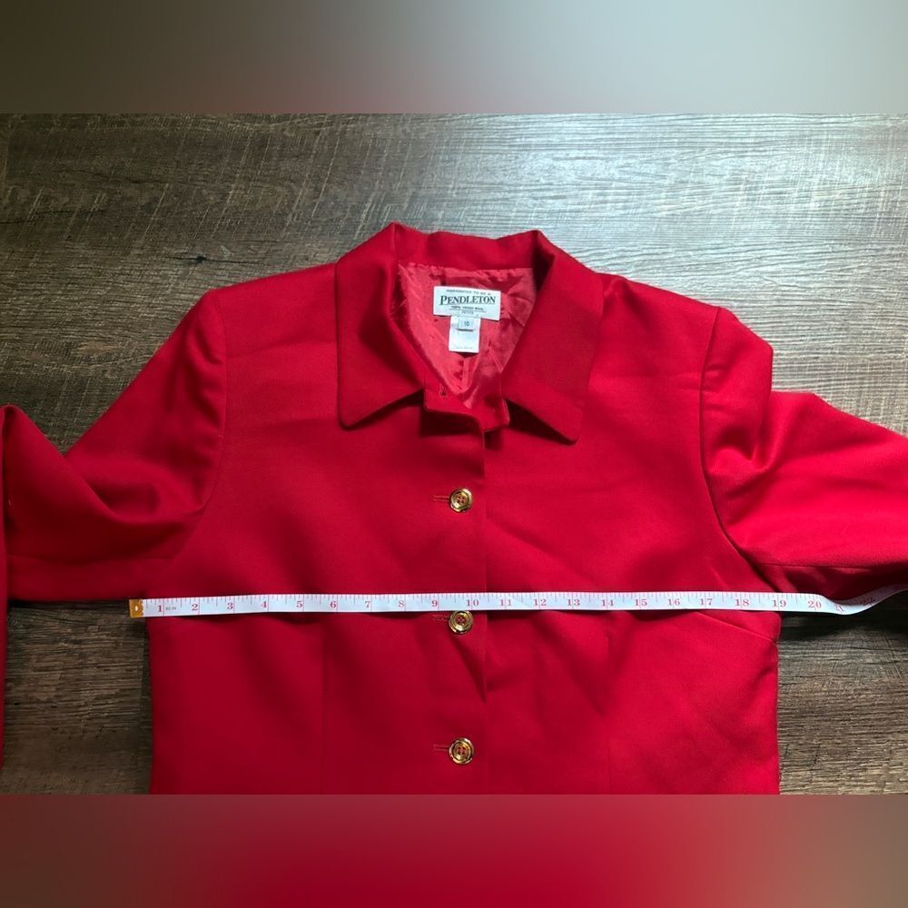 Vintage PENDLETON 100% virgin wool red blazer lined jacket gold buttons sz 10P - Picture 8 of 12
